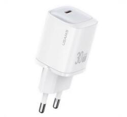 USAMS CC251 hálózati töltő Type-C aljzat (30W, GaN, PD gyorstöltő) FEHÉR (CC251TC02) - aqua