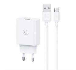 USAMS SC hálózati töltő USB aljzat (18W, PD gyorstöltő 3.0 + Type-C kábel) FEHÉR (SCXLTZ02) - aqua
