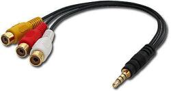 Lindy 35539 композитен видео кабел 0, 25 м 3.5mm 3 x RCA Черен (35539) (35539)