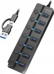 LogiLink USB 3.2 Gen1 hub, 7 port, be-/kikapcsoló, fekete (UA0420) (UA0420) (UA0420)