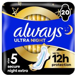 Always Ultra Secure Night Extra Egészségügyi Betét (5-ös Méret) Szárnyas Betét x 20]