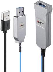 Lindy 43345 USB kábel 30 M USB 3.2 Gen 1 (3.1 Gen 1) USB A 2 x USB A Kék, Ezüst (43345)