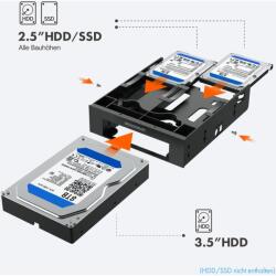 GrauGear Einbaurahmen für 2x 2, 5" & 3, 5" HDD/SSD in 5, 25" (G-CV-235T525) (G-CV-235T525) (G-CV-235T525)