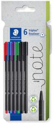 STAEDTLER Fineliner triplus rPP Tűfilc készlet 0, 3mm - Vegyes színek (6 db / csomag) (334 C6) (334 C6)