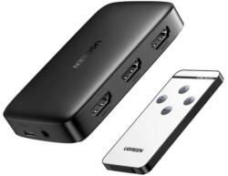 UGREEN HDMI Switch, 3 az 1-ben, 3 port, 3x1, 3 bemenet 1 kimenet, 4K30Hz, távirányítóval, fekete 80125 (80125)