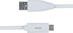 Deltaco USB-A apa - USB-C apa Adat- és töltőkábel 2m - Fehér (USBC-1011M) (USBC-1011M)