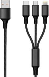 2GO 797153 USB kábel 1, 5 m USB B USB C/Micro-USB B/Lightning Fekete (797153) (797153)