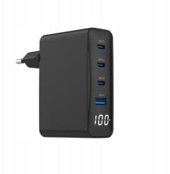 Gembird PDQC100LCD 3xUSB-C / USB-A GaN Hálózati Gyorstöltő Adapter 100W - Fekete (TA-UC-PDQC100LCD-01-BK) (TA-UC-PDQC100LCD-01-BK)