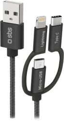 SBS USB-C apa - MicroUSB (Lightning/USB-C) apa Adat- és töltőkábel 1.2m - Fehér (TECABLEUSBIP531BW) (TECABLEUSBIP531BW)