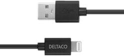 Deltaco USB-A apa - Lightning apa Adat- és töltőkábel 2m - Fekete (IPLH-412) (IPLH-412)