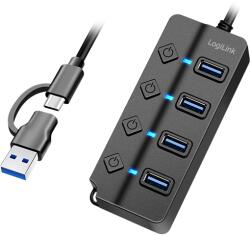 LogiLink USB 3.2 Gen1 Hub, 4 port, be-/kikapcsoló, fekete (UA0419) (UA0419) (UA0419)