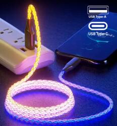 Fusion USB-A apa - USB-C apa 2.0 Adat és töltő kábel - Többszínű (1m) (FUSLEDCAUSBAC) (FUSLEDCAUSBAC)