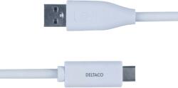 Deltaco USB-A apa - USB-C apa Adat- és töltőkábel 1.5m - Fehér (USBC-1010M) (USBC-1010M)