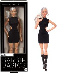 Mattel Barbie Basics Model 02 Szőke hajú fekete ruhás gladiátor csizmás baba (JBH71) (JBH71)