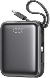 JOYROOM JR-PBF27 Mini Powerbank integrált kábellel Lightning + Type-C / 10000mAh 22, 5W - Fekete (JR-PBF27) (JR-PBF27)