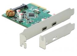 Delock PCI-E x4 Bővítőkártya > 2x külső USB 10 Gbps Type-C female (90397) (90397)