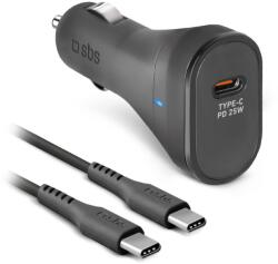 SBS PD USB-C Autós töltő - Fekete (25W) (TECRKITTCPD25W) (TECRKITTCPD25W)
