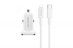 BOROFONE Bz12b Lasting Szivargyújtó Gyorstö Ltővég 18w + Lightning/type-c Kábel Fehér