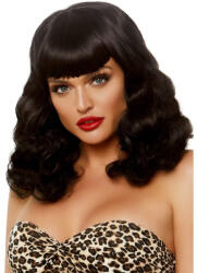 Leg Avenue - Curly Retro Wig With Bangs Luminiscent Black