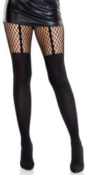 Leg Avenue - Garter Belt Effect Tights With Lace Detail Black