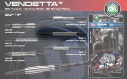 Winmau Dart szett Winmau soft Vendetta 80% 18g gravírozással