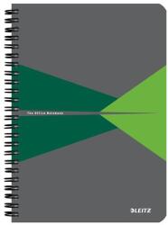 Leitz Spirálfüzet, A5, kockás, 90 lap, laminált karton borító, LEITZ Office , szürke-zöld (44580035/ 0099/ 1055) - tabexpress
