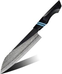 HARAHU Cuțit de bucătărie damasc ZE-37423 - Chef / Negru / Albastru KP37423