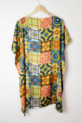 SHOPIKA Rochie de plaja tip poncho din matase cu imprimeu model marocan in culori vibrante Talie unica