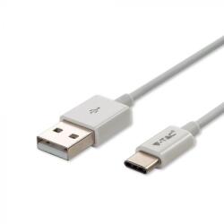 V-TAC 1M C Típusú USB kábel fehér - ezüst széria - 8486 (8486)