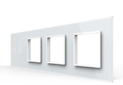 LIVOLO Panou Intrerupator Dublu + 3 Prize LIVOLO din Sticla, Standard German SmartElectro IntelligentHouse (VL-P702/E/E/E-8W)