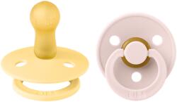 BIBS - Set 2 suzete Colour Latex, tetina rotunda, 6 luni +-Pale Butter/Petal