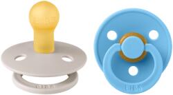 BIBS - Set 2 suzete Colour Latex, tetina rotunda, 0 luni +-Mushroom/Breeze