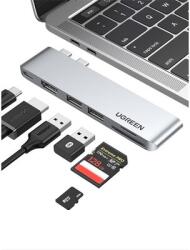 UGREEN - USB HUB 6 az 1-ben, 4K×2K@30Hz, USB 3.0 HUB, HDMI, USB-C, USB-A, 5Gbps - Szürke - 80856 (80856)