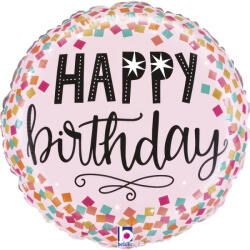  Happy Birthday Pink Confetti mini fólia lufi 19 cm (WP) (GBB22283) - decorit