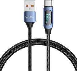 Tech-Protect Ultraboost kábel - USB / Type-C (USB-C) fekete szövet gyorstöltő kábel, kijelzővel 1m, 6A/66W - graffistore