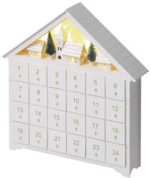 EMOS DCWW02 LED adventi naptár, fa, 35x33 cm, beltéri, meleg fehér, időzítő, elemes (2 xAA)