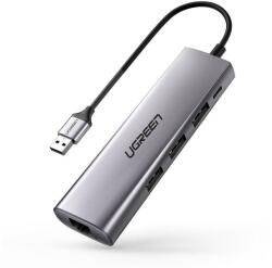 UGREEN CM266 Hub 5 az 1-ben adapter USB 3x USB 3.0 micro USB RJ45 szürke (60812) (UG60812) (UG60812)