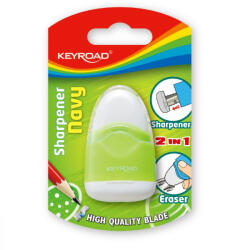 Keyroad Hegyező 1 lyukú tartályos, radírral Keyroad Navy vegyes színek (KR971057) - nyomtass-olcson
