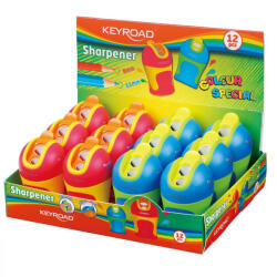 Keyroad Hegyező 2 lyukú tartályos, fedeles, ceruzahegy gömbölyítő 12 db/display Keyroad Colour Special vegyes színek (KR971525) - nyomtass-olcson