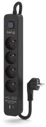 Kerg 4 Plug + 2 USB 1,5 m Switch (M02522)