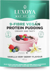 Luxoya - Vegán fehérjét tartalmazó rostpuding - 9 féle rosttal - Vanília-erdei gyümölcs ízű - 45g