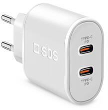 SBS Hálózati töltő, 20W, 2xUSB-C, fehér (TETRPD20CCW) (TETRPD20CCW)