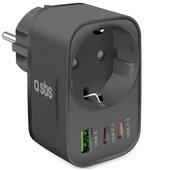 SBS Schuko 30W Többaljzatos töltő (TETRPLUG1USB2CPD30) (TETRPLUG1USB2CPD30)