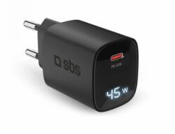 SBS GaN 45W LCD hálózati töltő, fekete (TETRGANLCD1C45K) (TETRGANLCD1C45K)