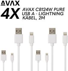 AVAX CB124W Pure 4X USB-A - Lightning Töltőkábel csomag, 2 m (4 X AVAX CB124)