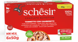 Schesir 6x50g Schesir Complete Nutrition Filet tonhal & garnéla aszpikban nedves macskatáp