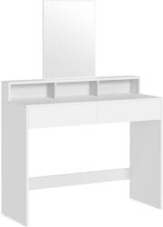 WC nagy tükörrel és 2 fiókkal 3 nyitott rekeszes kozmetikai asztal modern fehér (RDT163W01 XXX)