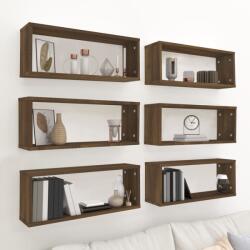  6 db barna tölgy színű szerelt fa fali kockapolc 60x15x23 cm (71613)