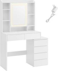  WC LED világítással, állítható fényerővel, öltözőasztal tükörrel, öltözőasztal fiókokkal, nyitott rekeszekkel, állítható polcokkal (RDT624W01 XXX)