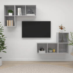 vidaXL 4 db betonszürke szerelt fa falra szerelhető TV-szekrény (VD3079839)
